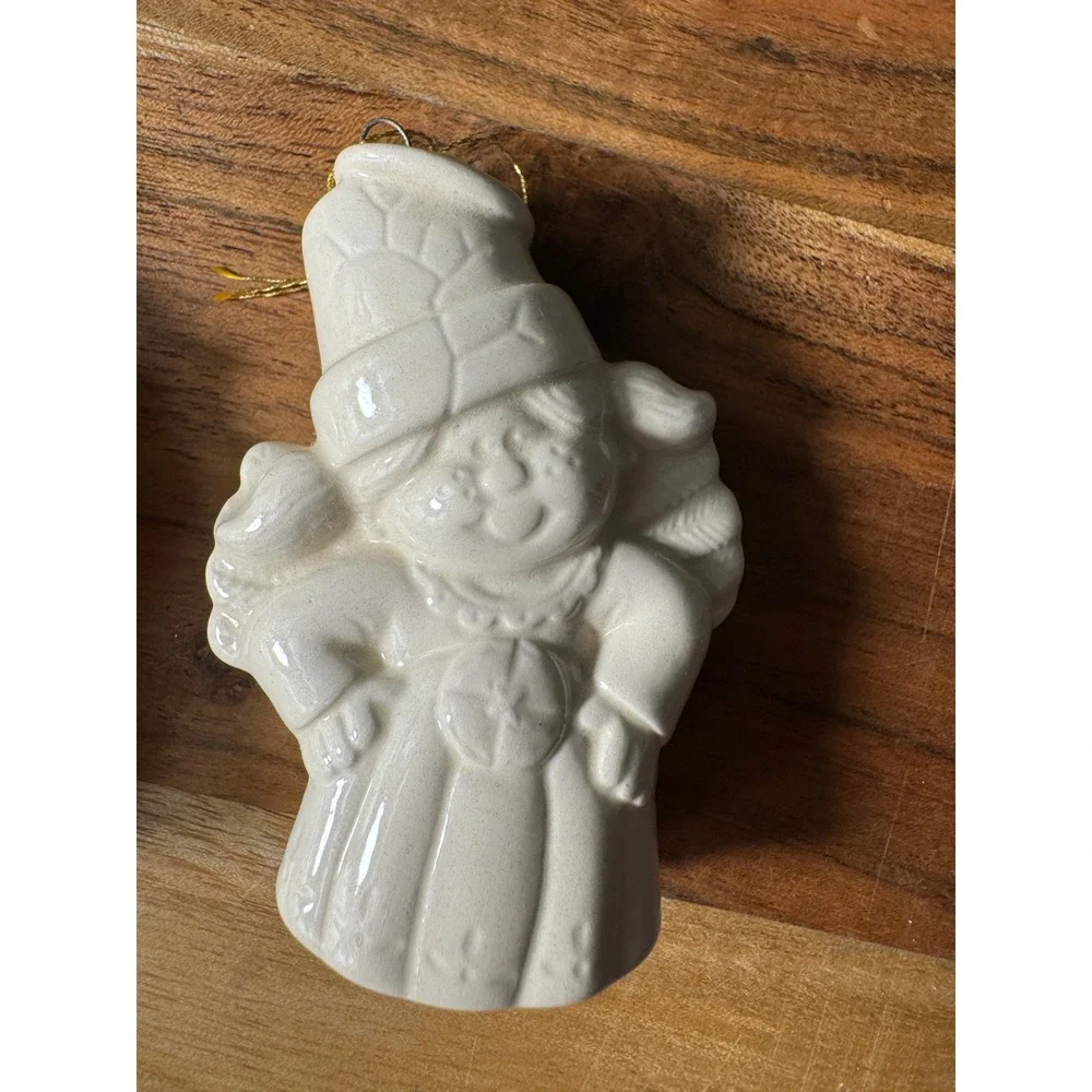 Ceramic Angel Ornaments Set of 4 OS White Glossy Glazed Figural Christmas Decor
